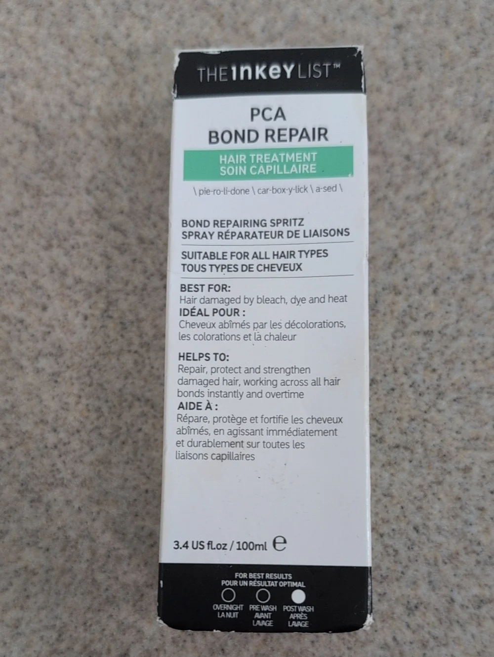 The Inkey List PCA Bond Repair Hair Treatment, 3.4 Fl Oz Spritz
